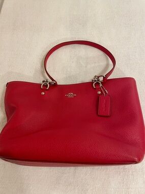 Coach Red Leather Shoulder Tote